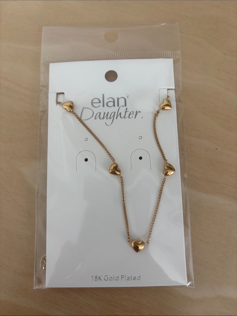 Elan Gold Heart Station Necklace - Gold Tone